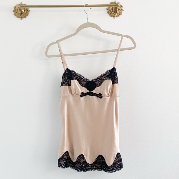 Express Tops - Vintage Express Silk Lace Trim Satin Cami Tank Y2K